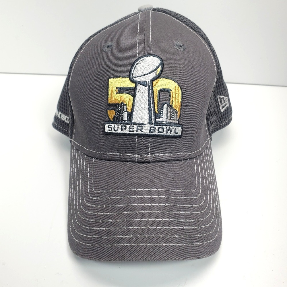 New Era Super Bowl 50 Hat Gray Embroidered NFL S / M Small Medium Mesh Back NWOT
